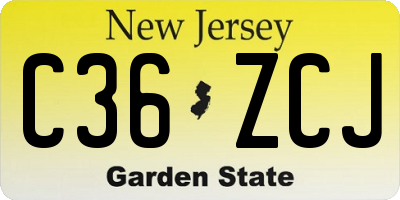 NJ license plate C36ZCJ