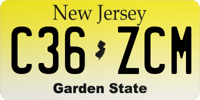 NJ license plate C36ZCM