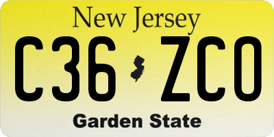 NJ license plate C36ZCO