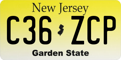 NJ license plate C36ZCP