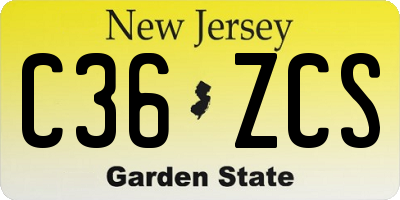 NJ license plate C36ZCS