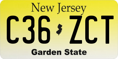 NJ license plate C36ZCT