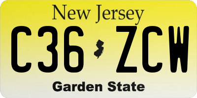NJ license plate C36ZCW