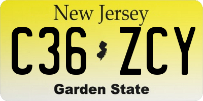 NJ license plate C36ZCY
