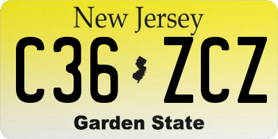 NJ license plate C36ZCZ