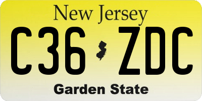 NJ license plate C36ZDC