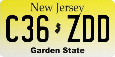 NJ license plate C36ZDD