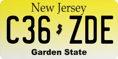 NJ license plate C36ZDE