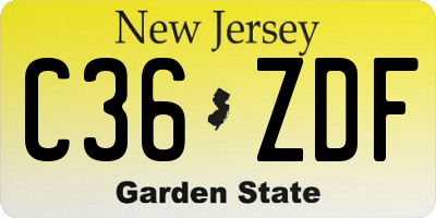 NJ license plate C36ZDF