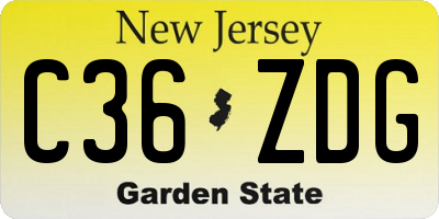 NJ license plate C36ZDG