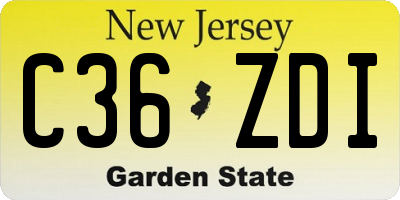 NJ license plate C36ZDI