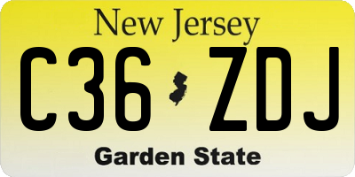 NJ license plate C36ZDJ