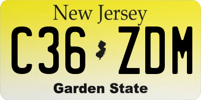 NJ license plate C36ZDM
