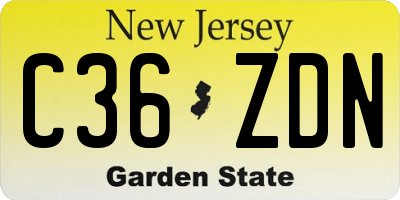 NJ license plate C36ZDN