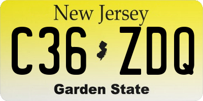 NJ license plate C36ZDQ