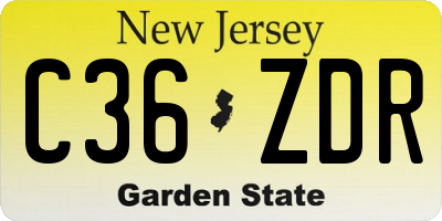 NJ license plate C36ZDR