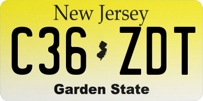 NJ license plate C36ZDT