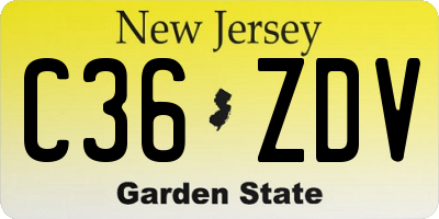 NJ license plate C36ZDV