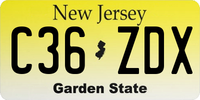 NJ license plate C36ZDX