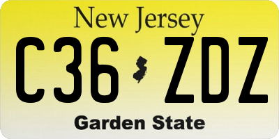 NJ license plate C36ZDZ