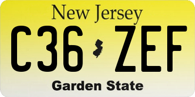 NJ license plate C36ZEF