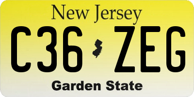 NJ license plate C36ZEG