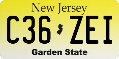 NJ license plate C36ZEI