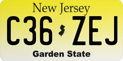 NJ license plate C36ZEJ