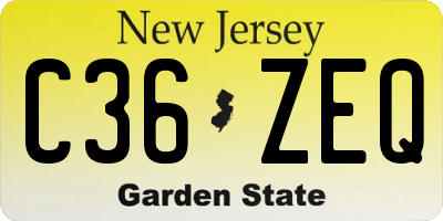NJ license plate C36ZEQ