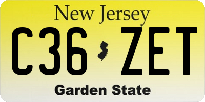 NJ license plate C36ZET