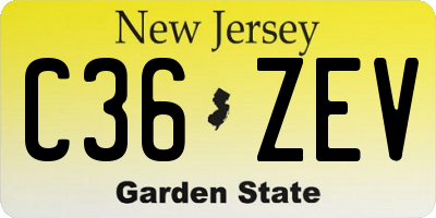 NJ license plate C36ZEV