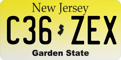NJ license plate C36ZEX