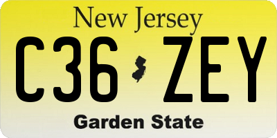NJ license plate C36ZEY
