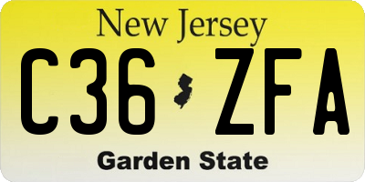 NJ license plate C36ZFA