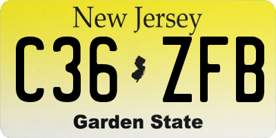 NJ license plate C36ZFB