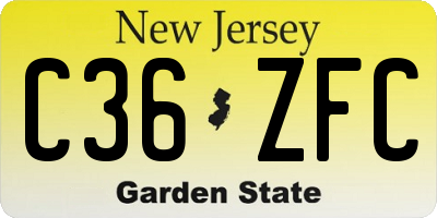 NJ license plate C36ZFC