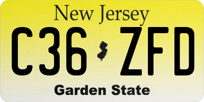 NJ license plate C36ZFD