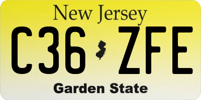 NJ license plate C36ZFE