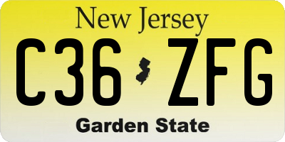 NJ license plate C36ZFG