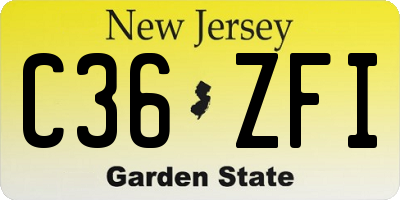 NJ license plate C36ZFI