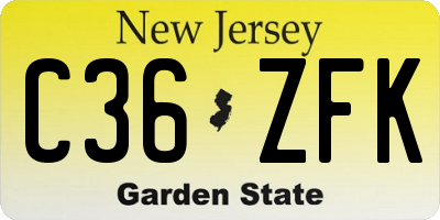 NJ license plate C36ZFK