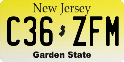 NJ license plate C36ZFM