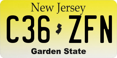 NJ license plate C36ZFN