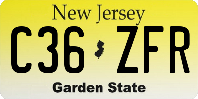 NJ license plate C36ZFR
