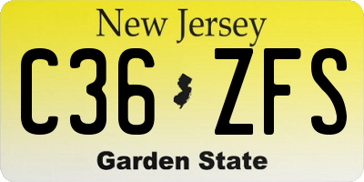 NJ license plate C36ZFS
