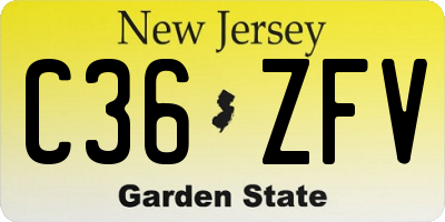 NJ license plate C36ZFV