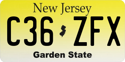 NJ license plate C36ZFX