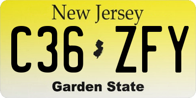 NJ license plate C36ZFY