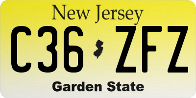 NJ license plate C36ZFZ