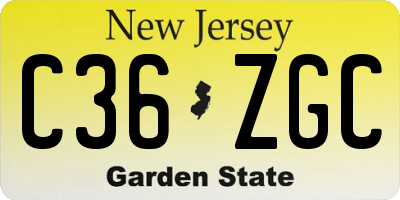 NJ license plate C36ZGC